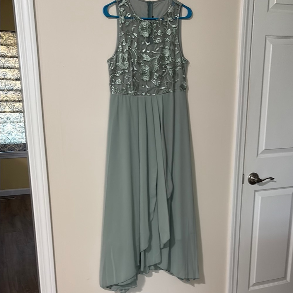 JJs House Asymmetrical Dress in Sage Green